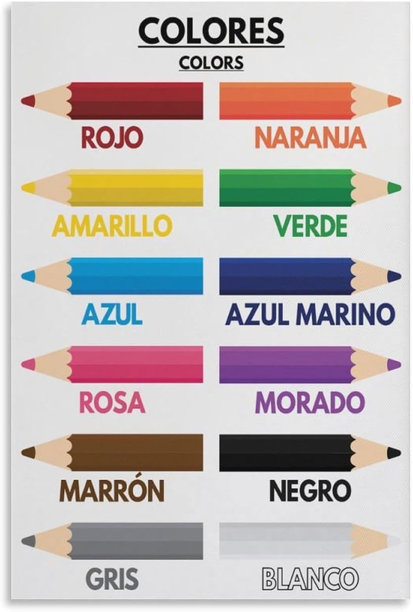 子供向けの色の名前、スペイン語、色の学習用教育ポスター、モン - Kids Education Name のレビューと価格